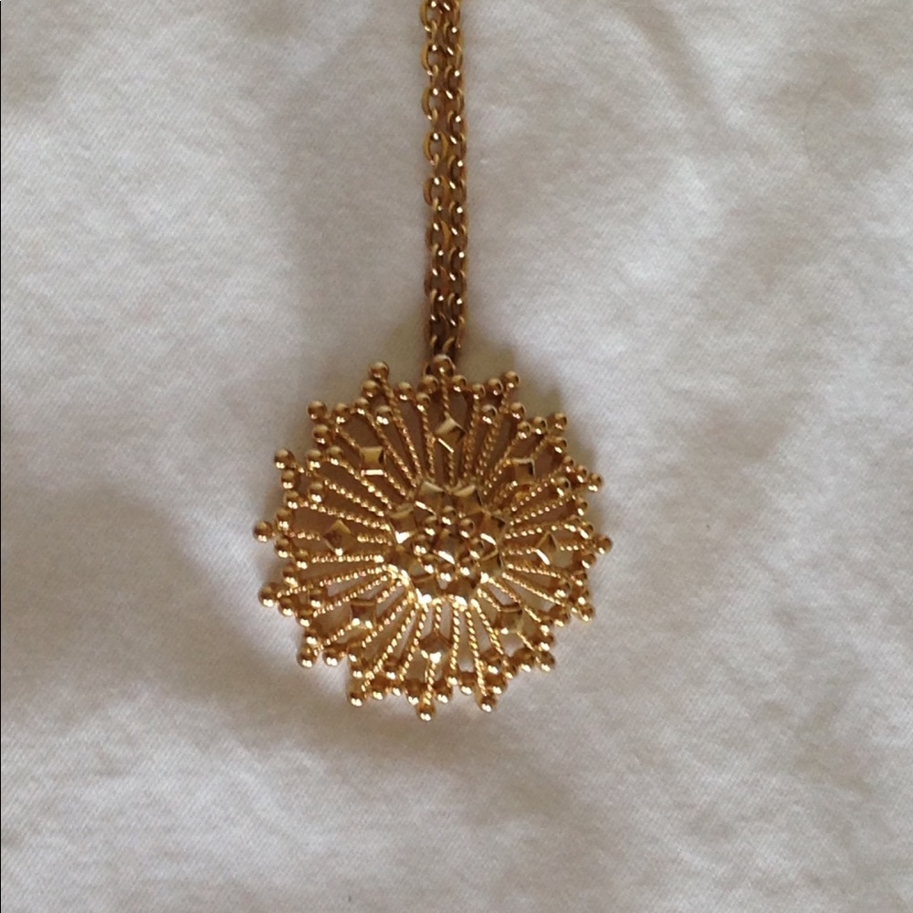 1960s sunburst gold pendant necklace